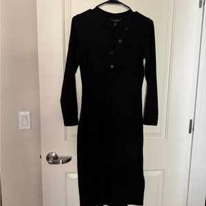 Banana Republic Black Ribbed Midi Dress
